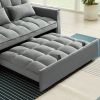 Modern Velvet Convertible Loveseat Sleeper Sofa Couch with Adjustable Backrest, 2 Seater Sofa With Pull-Out Bed with 2 Lumbar Pillows For Small Living