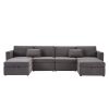 Modern Velvet Modular Sectional Sofa, U Shape Convertible Sofa Set with Pillows, Oversized Sectional Couches with Storage Ottomans for Living Room, Lo
