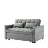 Modern Velvet Convertible Loveseat Sleeper Sofa Couch with Adjustable Backrest, 2 Seater Sofa With Pull-Out Bed with 2 Lumbar Pillows For Small Living