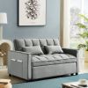 Modern Velvet Convertible Loveseat Sleeper Sofa Couch with Adjustable Backrest, 2 Seater Sofa With Pull-Out Bed with 2 Lumbar Pillows For Small Living