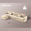 Modern Cotton Linen Modular Sectional Sofa, L Shape Convertible Sofa Set with Pillows, Oversized Sectional Couches with Storage Ottomans for Living Ro