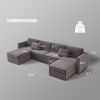 Modern Velvet Modular Sectional Sofa, U Shape Convertible Sofa Set with Pillows, Oversized Sectional Couches with Storage Ottomans for Living Room, Lo