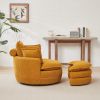 38"W Oversized Swivel Chair with moon storage ottoman for Living Room, Modern Accent Round Loveseat Circle Swivel Barrel Chairs for Bedroom Cuddle Sof