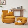 38"W Oversized Swivel Chair with moon storage ottoman for Living Room, Modern Accent Round Loveseat Circle Swivel Barrel Chairs for Bedroom Cuddle Sof