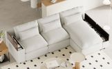 U_Style [ Video Provided] L-shaped Modular Sectional Sofa with Removable Back Cushions,3 Pillows and 2 Storage Spaces,Suitable for Living rooms,Office