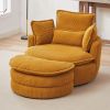 38"W Oversized Swivel Chair with moon storage ottoman for Living Room, Modern Accent Round Loveseat Circle Swivel Barrel Chairs for Bedroom Cuddle Sof
