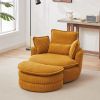 38"W Oversized Swivel Chair with moon storage ottoman for Living Room, Modern Accent Round Loveseat Circle Swivel Barrel Chairs for Bedroom Cuddle Sof