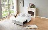 54.7" Multiple Adjustable Positions Sofa Bed Stylish Sofa Bed with a Button Tufted Backrest, Two USB Ports and Four Floral Lumbar Pillows for Living R