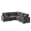 [VIDEO provided] [New] 84*84" Modern L Shape Modular Sofa, 5 Seat Chenille Sectional Couch Set with 2 Pillows Included, Freely Combinable Indoor Funit