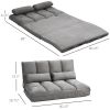 Convertible Floor Sofa Chair, Folding Couch Bed, Guest Chaise Lounge with 2 Pillows, Adjustable Backrest and Headrest, Dark Gray