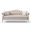 78.7" Width Classic Chesterfield Velvet Sofa Contemporary Upholstered Couch Button Tufted Nailhead Trimming Curved Backrest Rolled Arms with Silver Me