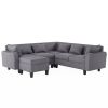 [New]87" Modern Sectional Sofa with coffee table,6-Seat Couch Set with Storage Ottoman,Various Combinations,L-Shape Indoor Furniture with Unique Armre