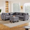 [New]87" Modern Sectional Sofa with coffee table,6-Seat Couch Set with Storage Ottoman,Various Combinations,L-Shape Indoor Furniture with Unique Armre