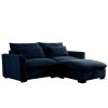 Sectional Sofa Comfy Corduroy Couch for Living Room with Pillows and Round Armrests, Modern Corduroy Sofa Sleeper Deep Couches with Storage Ottoman (B