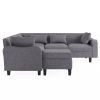 [New]87" Modern Sectional Sofa with coffee table,6-Seat Couch Set with Storage Ottoman,Various Combinations,L-Shape Indoor Furniture with Unique Armre