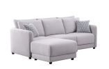 Penelope 85.5" Light Gray Linen Fabric Sofa with Ottoman and Pillows