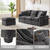 [VIDEO provided] [New] 84*57" Modern Modular Sofa, 4 Seat Chenille Sectional Couch Set with 2 Pillows Included, Freely Combinable Indoor Funiture for
