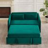 MH" Sleeper Sofa Bed w/USB Port, 3-in-1 adjustable sleeper with pull-out bed, 2 lumbar pillows and side pocket, soft velvet convertible sleeper sofa b