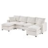 [VIDEO provided] [New] 110*57" Modern U Shape Modular Sofa, 6 Seat Chenille Sectional Couch Set with 2 Pillows Included, Freely Combinable Indoor Funi