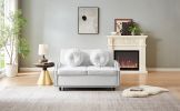 54.7" Multiple Adjustable Positions Sofa Bed Stylish Sofa Bed with a Button Tufted Backrest, Two USB Ports and Four Floral Lumbar Pillows for Living R