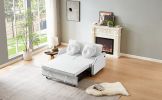 54.7" Multiple Adjustable Positions Sofa Bed Stylish Sofa Bed with a Button Tufted Backrest, Two USB Ports and Four Floral Lumbar Pillows for Living R