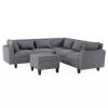 [New]87" Modern Sectional Sofa with coffee table,6-Seat Couch Set with Storage Ottoman,Various Combinations,L-Shape Indoor Furniture with Unique Armre