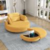 51-inch beige corduroy sofa with two throw pillows and a waist pillow with an extra tray for comfortable seating suitable for small apartment bedroom