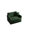 Comfy Deep Single Seat Sofa Upholstered Reading Armchair Living Room Chair Green Chenille Fabric , 1 Toss Pillow