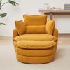 38"W Oversized Swivel Chair with moon storage ottoman for Living Room, Modern Accent Round Loveseat Circle Swivel Barrel Chairs for Bedroom Cuddle Sof