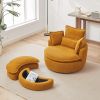 38"W Oversized Swivel Chair with moon storage ottoman for Living Room, Modern Accent Round Loveseat Circle Swivel Barrel Chairs for Bedroom Cuddle Sof