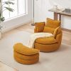 38"W Oversized Swivel Chair with moon storage ottoman for Living Room, Modern Accent Round Loveseat Circle Swivel Barrel Chairs for Bedroom Cuddle Sof