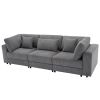 [ Video Provided]U_STYLE 105'' 3 Seater Sofa with Removable Back Cushions and 5 Pillows , for Living Room, Apartment, Spacious Space