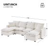 [VIDEO provided] [New] 110*57" Modern U Shape Modular Sofa, 6 Seat Chenille Sectional Couch Set with 2 Pillows Included, Freely Combinable Indoor Funi