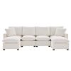 [VIDEO provided] [New] 110*57" Modern U Shape Modular Sofa, 6 Seat Chenille Sectional Couch Set with 2 Pillows Included, Freely Combinable Indoor Funi