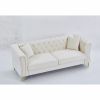 81.8" Chesterfield Sofa Grey Velvet for Living Room, 3 Seater Sofa Tufted Couch with metal foot and Nailhead for Living Room, Bedroom, Office, Apartme