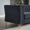 60.2" Chesterfield Sofa Beige Velvet for Living Room, 2 Seater Sofa Tufted Couch with Metal Foot and Nailhead for Living Room, Bedroom, Office, Apartm