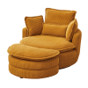 38"W Oversized Swivel Chair with moon storage ottoman for Living Room, Modern Accent Round Loveseat Circle Swivel Barrel Chairs for Bedroom Cuddle Sof