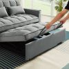 Modern Velvet Convertible Loveseat Sleeper Sofa Couch with Adjustable Backrest, 2 Seater Sofa With Pull-Out Bed with 2 Lumbar Pillows For Small Living