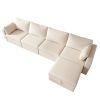 Modern Cotton Linen Modular Sectional Sofa, L Shape Convertible Sofa Set with Pillows, Oversized Sectional Couches with Storage Ottomans for Living Ro