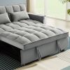 Modern Velvet Convertible Loveseat Sleeper Sofa Couch with Adjustable Backrest, 2 Seater Sofa With Pull-Out Bed with 2 Lumbar Pillows For Small Living