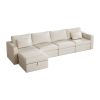 Modern Cotton Linen Modular Sectional Sofa, L Shape Convertible Sofa Set with Pillows, Oversized Sectional Couches with Storage Ottomans for Living Ro