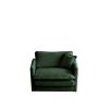 Comfy Deep Single Seat Sofa Upholstered Reading Armchair Living Room Chair Green Chenille Fabric , 1 Toss Pillow