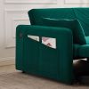 MH" Sleeper Sofa Bed w/USB Port, 3-in-1 adjustable sleeper with pull-out bed, 2 lumbar pillows and side pocket, soft velvet convertible sleeper sofa b