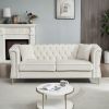 81.8" Chesterfield Sofa Grey Velvet for Living Room, 3 Seater Sofa Tufted Couch with metal foot and Nailhead for Living Room, Bedroom, Office, Apartme