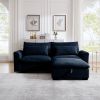 Sectional Sofa Comfy Corduroy Couch for Living Room with Pillows and Round Armrests, Modern Corduroy Sofa Sleeper Deep Couches with Storage Ottoman (B
