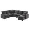 [VIDEO provided] [New] 110*84" Modern U Shape Modular Sofa, 7 Seat Chenille Sectional Couch Set with 2 Pillows Included, Freely Combinable Indoor Funi