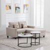 Nolan 67" Beige Linen Fabric 2-Seater Reversible Sofa Chaise with Pillows and Interchangeable Legs