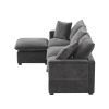[VIDEO provided] [New] 84*57" Modern Modular Sofa, 4 Seat Chenille Sectional Couch Set with 2 Pillows Included, Freely Combinable Indoor Funiture for