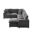 [VIDEO provided] [New] 110*84" Modern U Shape Modular Sofa, 7 Seat Chenille Sectional Couch Set with 2 Pillows Included, Freely Combinable Indoor Funi