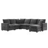 [VIDEO provided] [New] 110*84" Modern U Shape Modular Sofa, 7 Seat Chenille Sectional Couch Set with 2 Pillows Included, Freely Combinable Indoor Funi